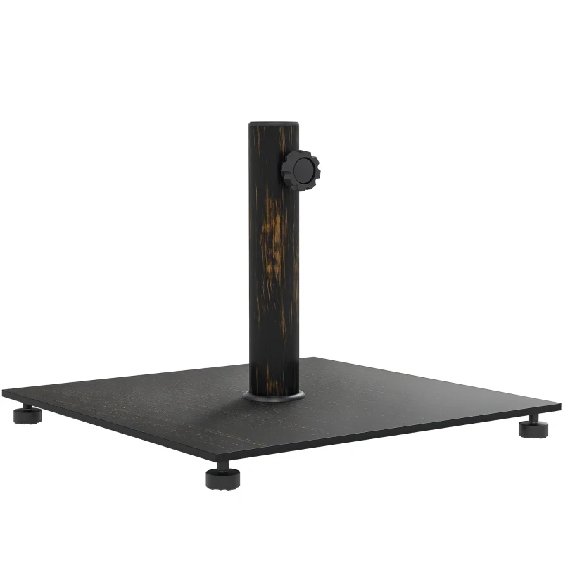 Outsunny Square Patio Umbrella Base, 29 lbs Metal Umbrella Stand Base with Adjustable Foot Pads, Heavy Duty Patio Umbrella Holder for 1.5"/1.9" Umbrella Poles for Outdoor, Lawn, Poolside, Bronze