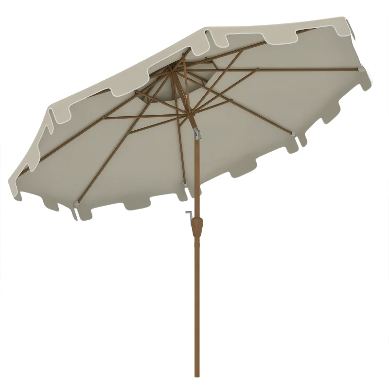 Outsunny 8.8' Patio Umbrella with Push Button Tilt and Crank, Cream White