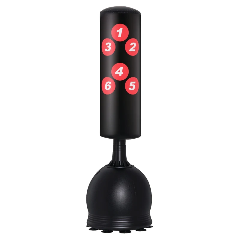 Soozier 65" Freestanding Boxing Punching Bag with Refilled Base and Suction Cups, Black