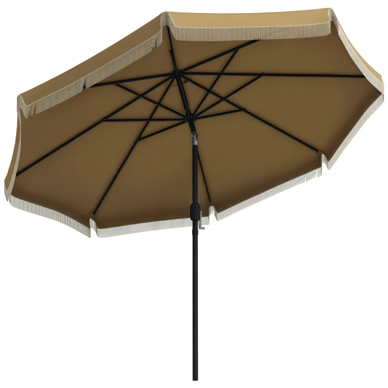 Outsunny 9' Patio Umbrella with Tilt, Ruffled Outdoor Umbrella, Tan