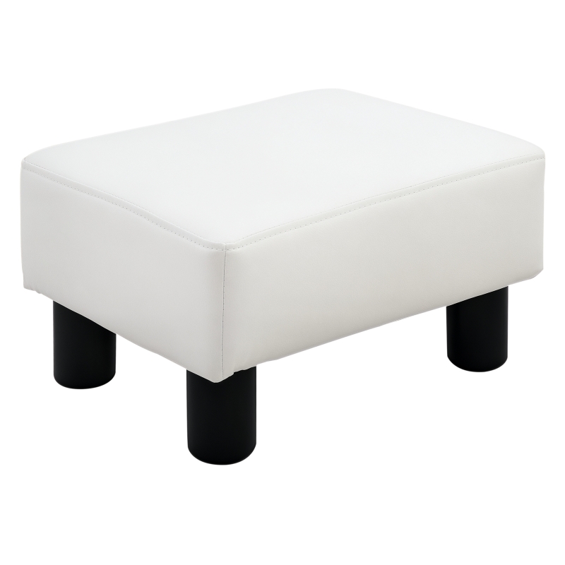 HOMCOM Modern Small Faux Leather Ottoman Footrest Sofa Side Stool Rectangle White