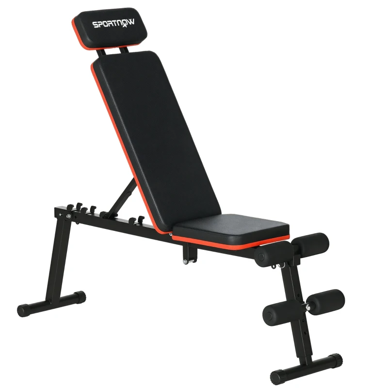 Soozier Adjustable Weight Bench, Foldable Workout Bench with Extended Head Protection, Flat or Incline