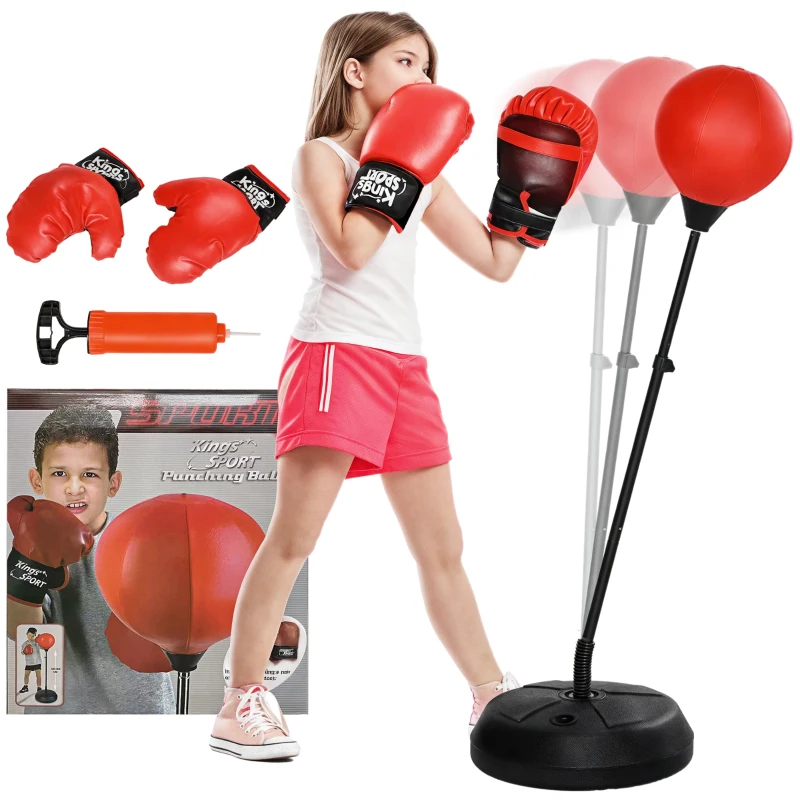 Qaba Punching Bag for Kids w/ Stand & Boxing Gloves, for 5-10 Years