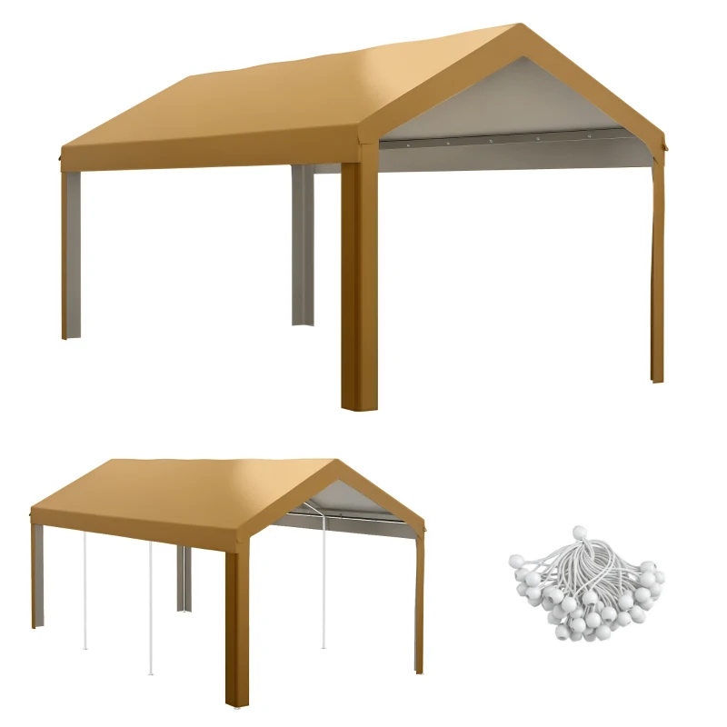 Outsunny 10 x 20ft Carport Roof, UV Resistant Canopy Replacement, Fits 84C-378V00 and 84C-206 Series, Beige
