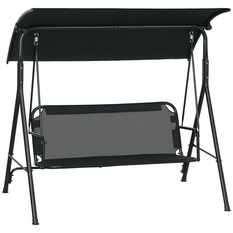 Outsunny 3-Seat Outdoor Patio Swing Chair w/ Cushion, Steel Frame Stand, Adjustable Tilt Canopy for Patio, Garden, Black 1