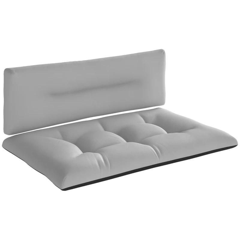 Outsunny 2 Seater Pallet Cushions Outdoor 3.9" Thick Replacement Cushions - Tufted Design for Garden, Patio, Light Gray