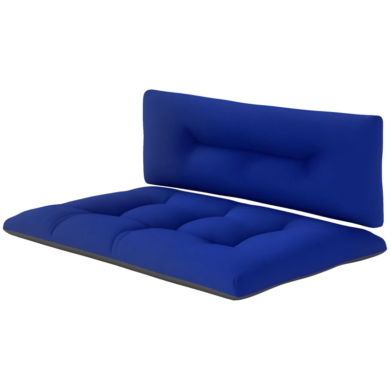 Outsunny 2 Seater Pallet Cushions Outdoor 3.9" Thick Replacement Cushions - Tufted Design for Garden, Patio, Navy Blue