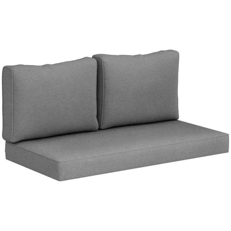 Outsunny 2 Seat Patio Furniture Cushions, 46x26x5 in, Thick Outdoor Loveseat Cushion Set with Removable Cover, Fade-Resistant Replacement Cushions for Outdoor Furniture, Couch, Bench, Swing, Gray