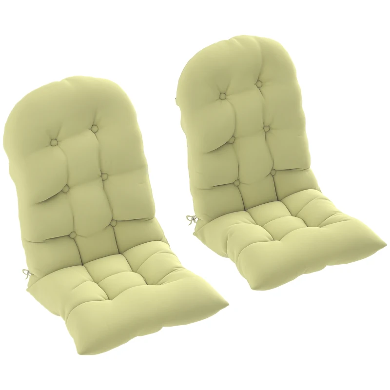 Outsunny Adirondack Chair Cushions Set of 2, Tufted High Back Patio Non-Slip Cushions for Adirondack Chairs, Beige
