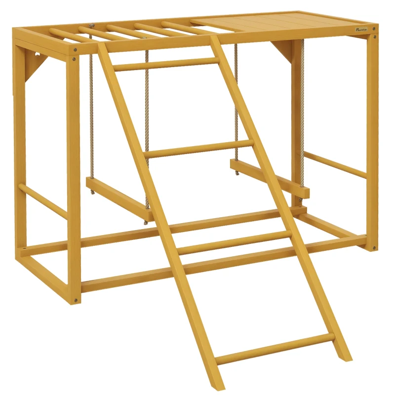 PawHut Wooden Chicken Activity Play w/ Swing Set, Chicken Coop Toy, Natural