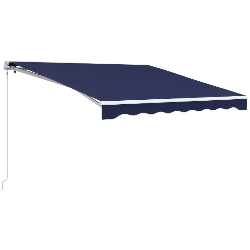 Outsunny 10' x 8' Retractable Awning, Electric Awning, UV Protection Sun Shade Shelter with Remote and Crank Handle, Dark Blue