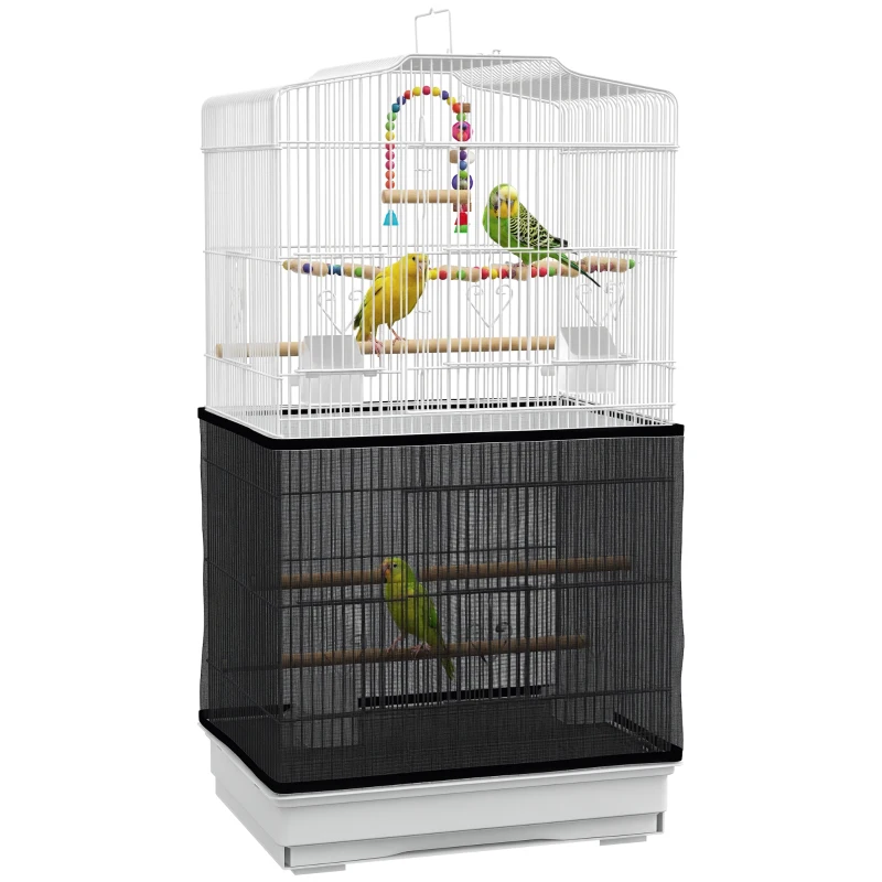PawHut 36" Bird Cage with Accessories, Handle, Mesh Cover, Tray, White