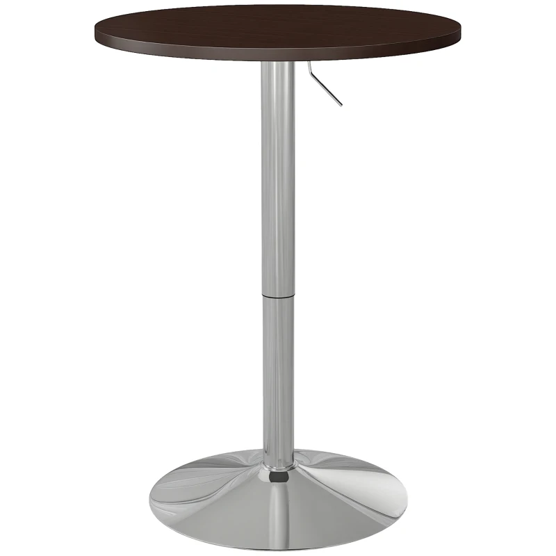 HOMCOM High Top Bar Table, Adjustable Round Kitchen Table with Swivel Top and Steel Base, Bistro Table for 2 People, Walnut