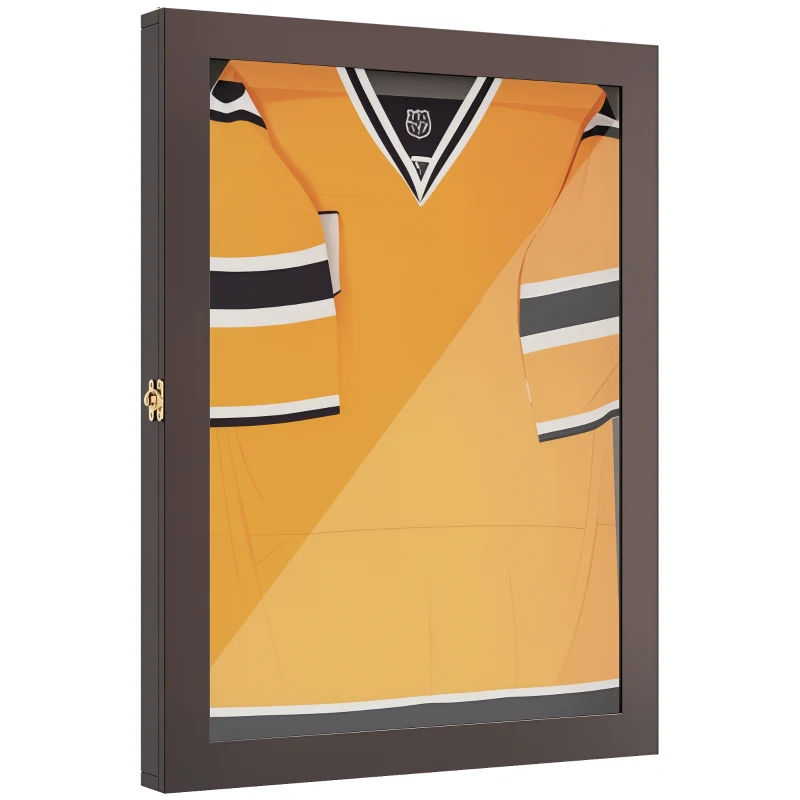 HOMCOM 23.5" x 31.5" UV-Resistant Sports Jersey Frame Display Case, Brown