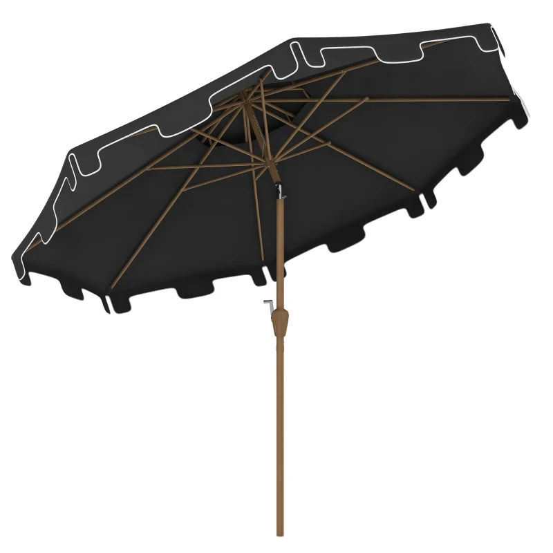 Outsunny 8.8' Patio Umbrella with Push Button Tilt and Crank, Dark Gray