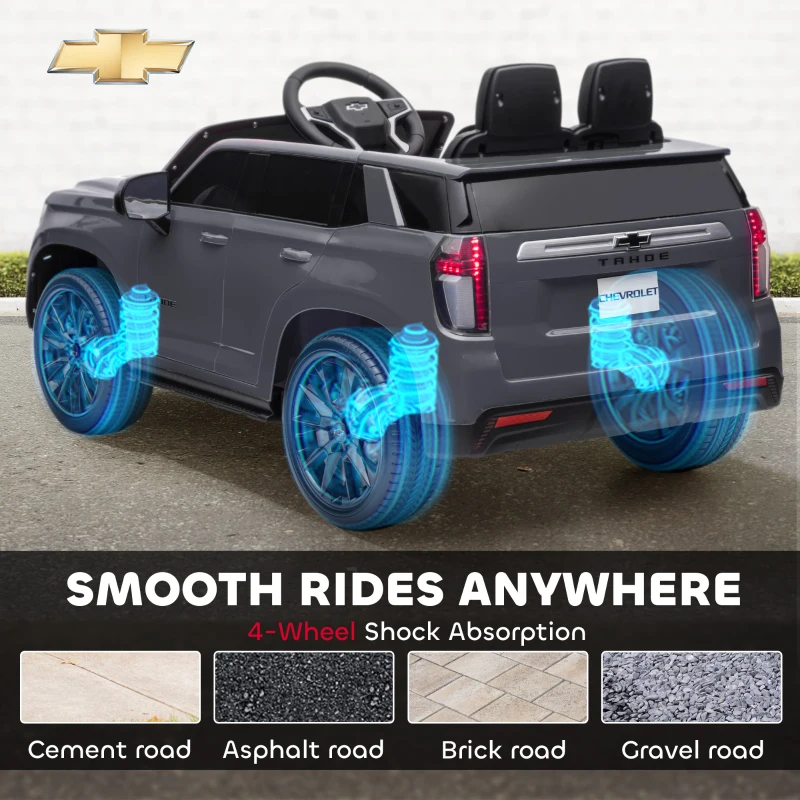 Aosom 12V Licensed Chevrolet TAHOE Ride On Car with Remote Control for 3-6 Years Old, Grey