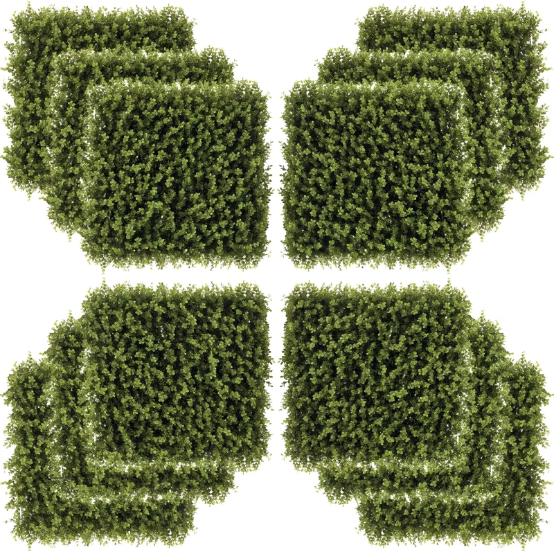 Outsunny 12PCs Grass Wall Panels, 20" x 20" Artificial Grass Wall Decor, Greenery Backdrop Panels Wall for Outdoor, Indoor, Garden, Fence, Backyard, Green