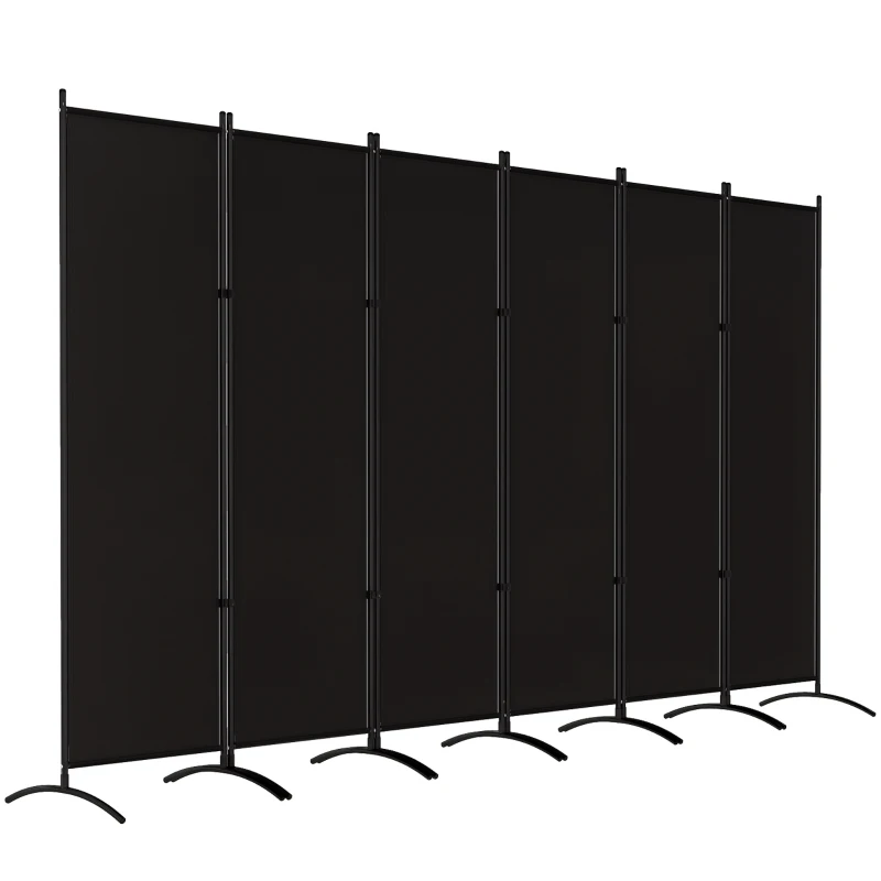 Outsunny 6 Panel Folding Room Divider, UV30+ Privacy Screen, Indoor Outdoor Privacy Panel with Stable Base, Black