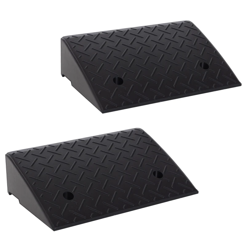 HOMCOM Rubber Curb Ramps Set, 4'' Heavy Duty Driveway Ramps with 33,000lbs Weight Capacity for Low Cars, Motorcycle, 2 Pack, 19" x 12.5" x 5"