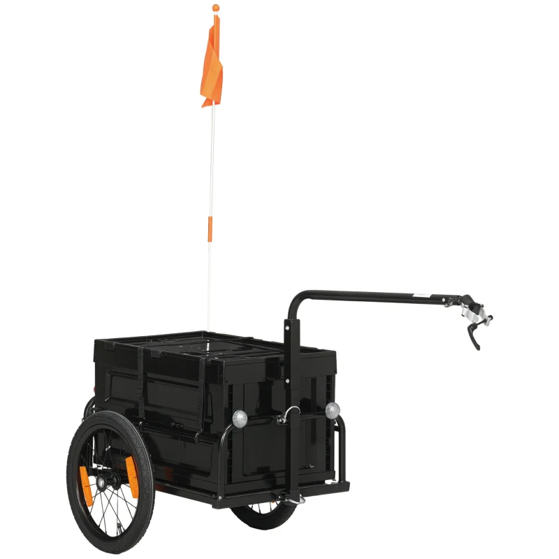Aosom Trailer for Bike, Bicycle Cargo Trailer with Removable Storage Box, Galvanized Bottom