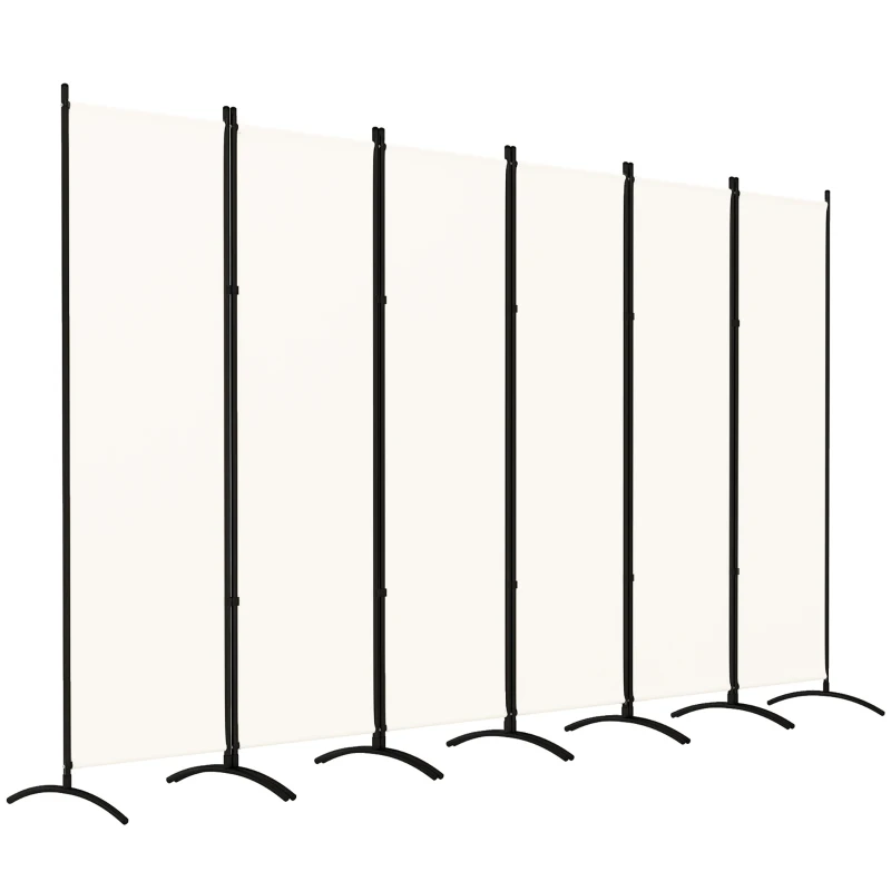 Outsunny 6 Panel Folding Room Divider, UV30+ Privacy Screen, Indoor Outdoor Privacy Panel with Stable Base, Beige