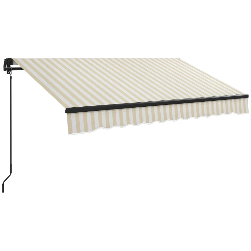 Outsunny 8' x 6.5' Retractable Awning, 280gsm UV Resistant Sunshade Shelter for Deck, Balcony, Yard, Beige and White