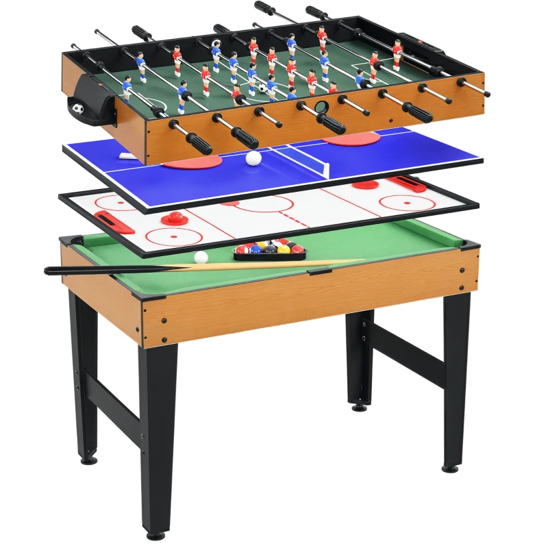Soozier 43'' 4-in-1 Multi-Gaming Table, Tabletop Billiards Hockey Table Tennis Foosball Game, Easy Set up for Whole Family