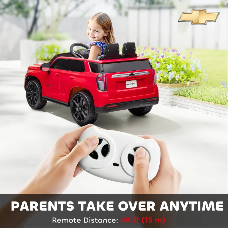 Aosom 12V Licensed Chevrolet TAHOE Ride On Car with Remote Control for 3-6 Years Old, Red
