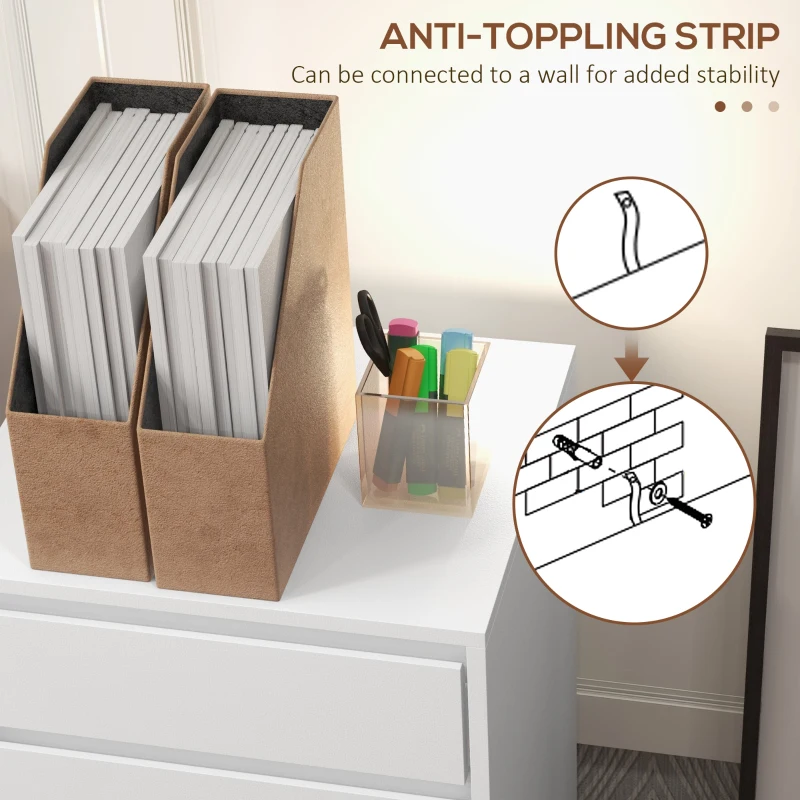 HOMCOM 4 Drawer File Cabinet, Vertical Filing Cabinet with Wheels, Modern Printer Stand for Home Office, White