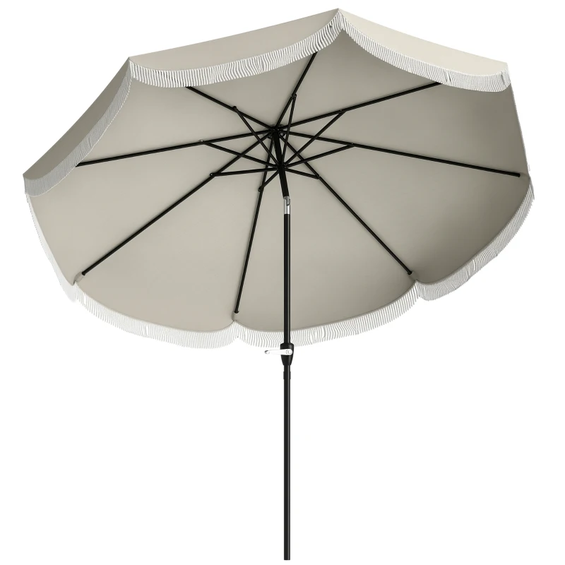 Outsunny 9FT Patio Umbrella, UPF 30+ Outdoor Market Umbrella with Crank, 8 Ribs, Push Button Tilt, Vented Patio Table Umbrella for Deck Backyard Lawn, Light Gray