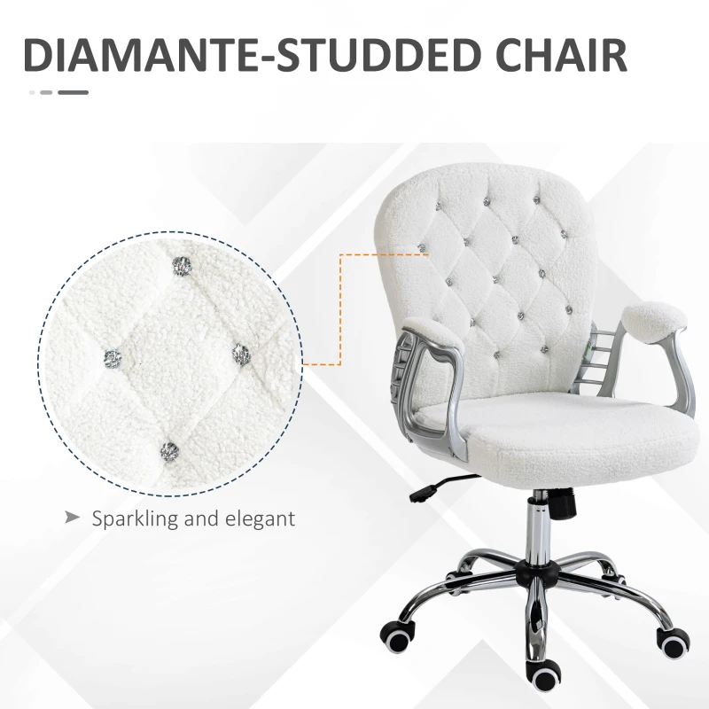 Vinsetto Office Chair, Computer Desk Chair with Adjustable Height and Tufted Back, White
