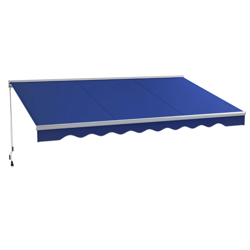 Outsunny 16.5' x 10' Electric Awning, Retractable Awning with LED Lights and Remote Controller for Door and Window, Blue