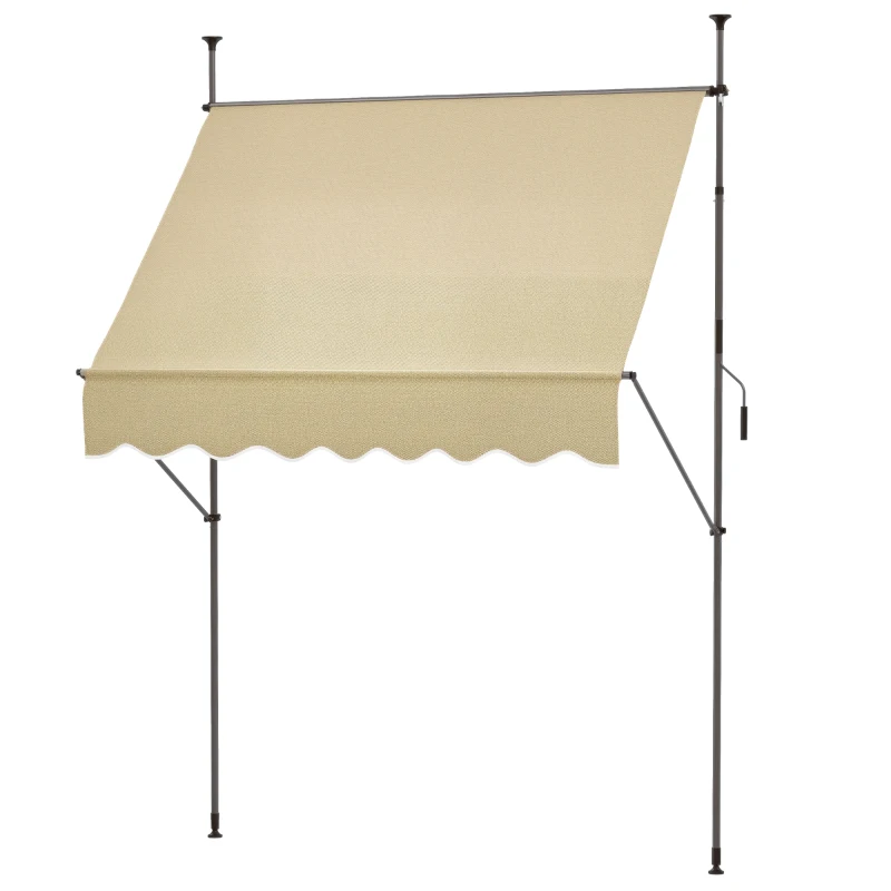 Outsunny 6.5' x 4' Manual Retractable Awning, Non-Screw Patio Awning, UV Resistant for Window or Door, Beige