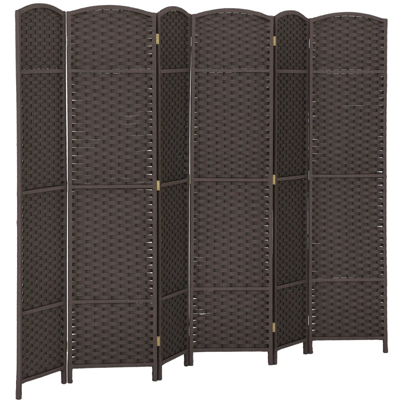 HOMCOM Folding Room Divider Screen 6 Panel 5.6 ' Tall Privacy Screen Freestanding Room Partition for Home Office, Brown