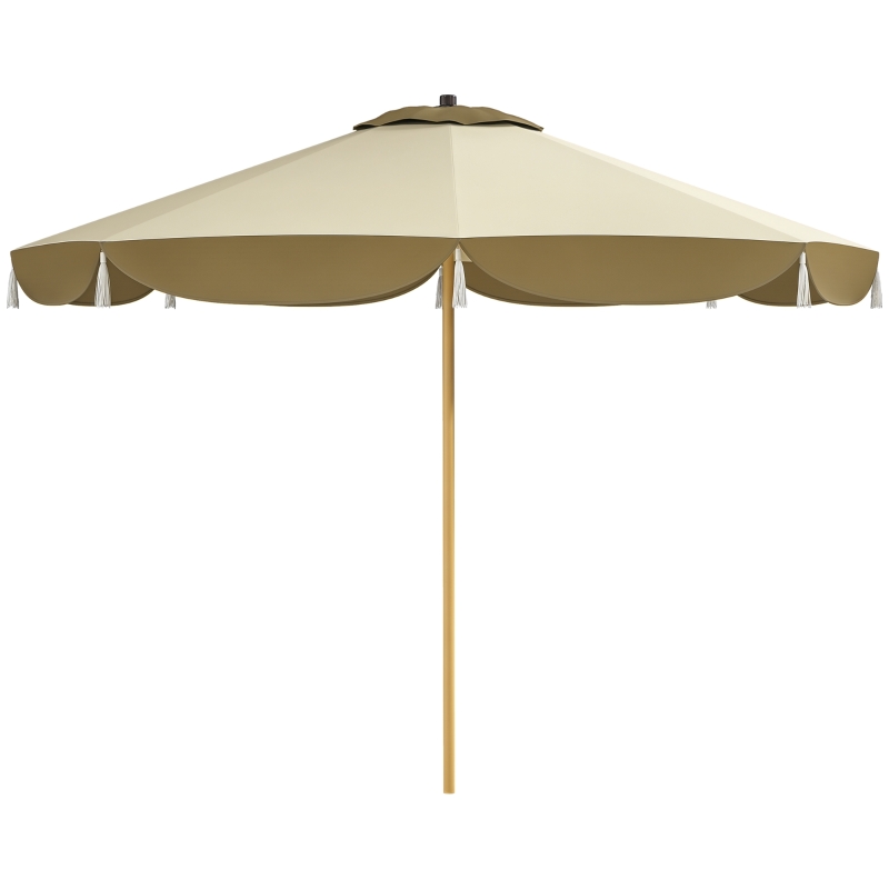 Outsunny 9FT Patio Umbrella, UPF 50+ Outdoor Market Umbrella with 8 Ribs, Vented Outdoor Table Umbrella for Deck, Backyard and Lawn, Cream White