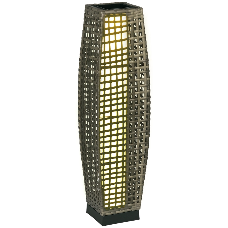 Outsunny Solar Floor Lamp, Outdoor Garden Lantern Pathway Light & Decorative Driveway Lighting with Auto On/Off LED Lights for Porch, Yard, Lawn, Courtyard, Deck, Gray