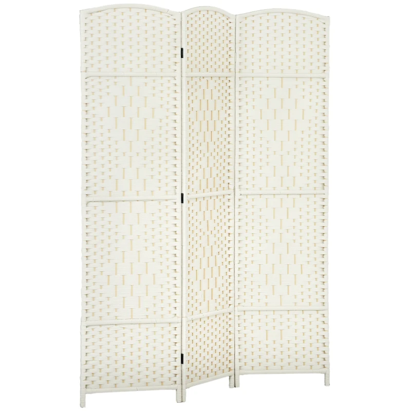 HOMCOM Folding Room Divider Screen 3 Panel 6' Tall Privacy Screen Freestanding Wood Partition for Home Office, White