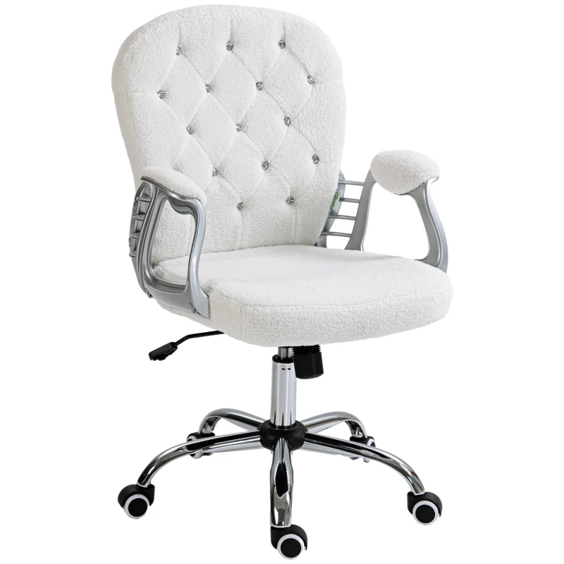 Vinsetto Office Chair, Computer Desk Chair with Adjustable Height and Tufted Back, White