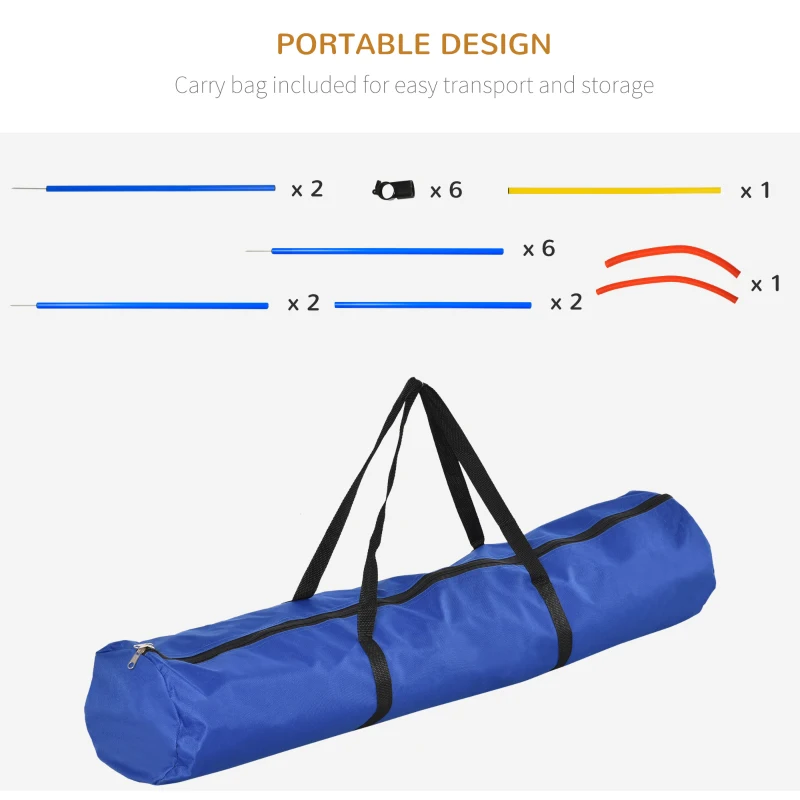 PawHut Dog Pet Obstacle Agility Training Kit High Jump Weave Pole Ring Obedience Equipment Portable