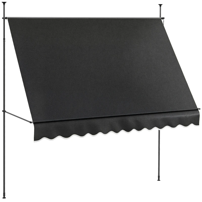 Outsunny 10' x 4' Manual Retractable Awning, Non-Screw Patio Awning, UV Resistant, for Window or Door, Black