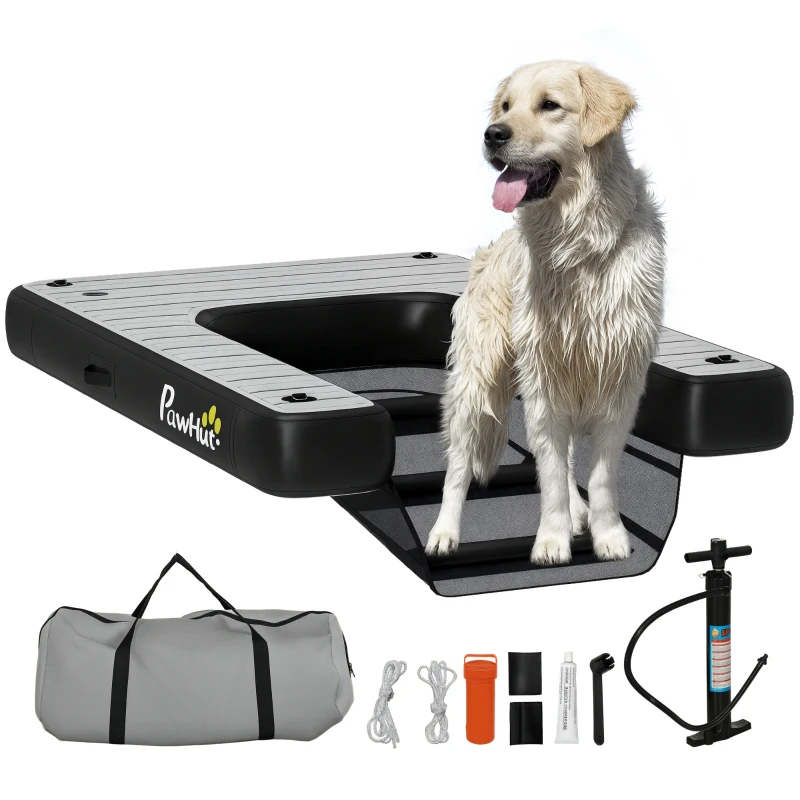 PawHut Inflatable Dog Boat Ramp Up to 286 lbs, for Boat, Dock, Lake, Non-Slip, Safe & Easy