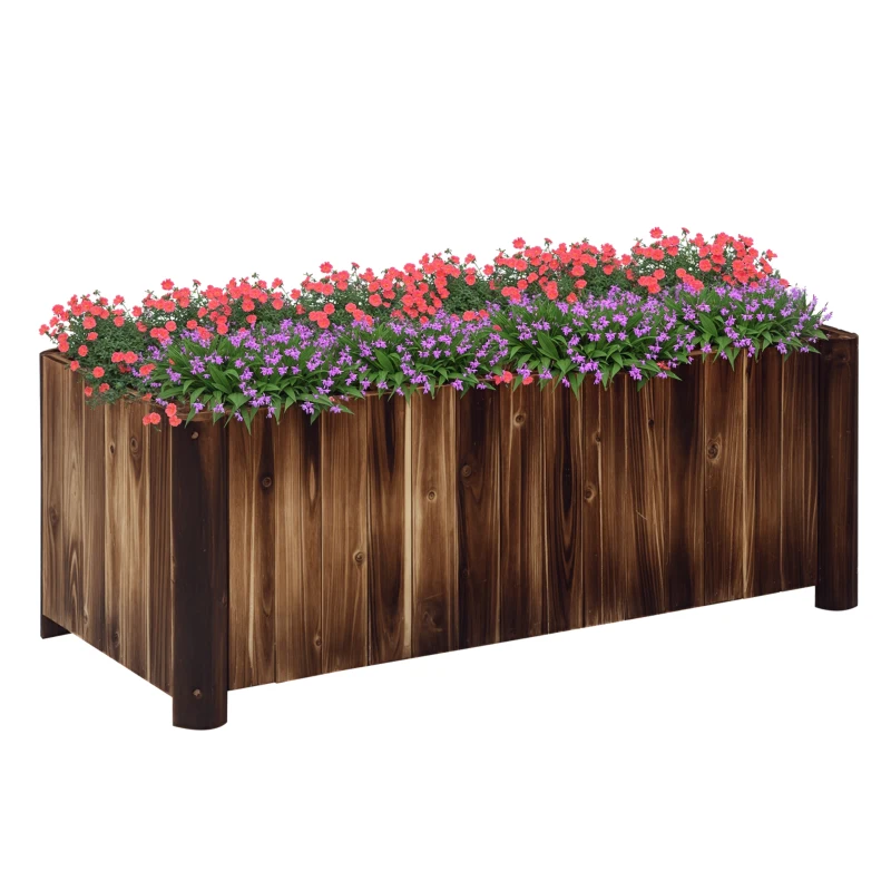 Outsunny 48" x 20" x 18" Raised Garden Bed, Raised Planter Box, Wooden Planter Raised Bed with Drainage Gaps & Lightweight Build, Natural Wood