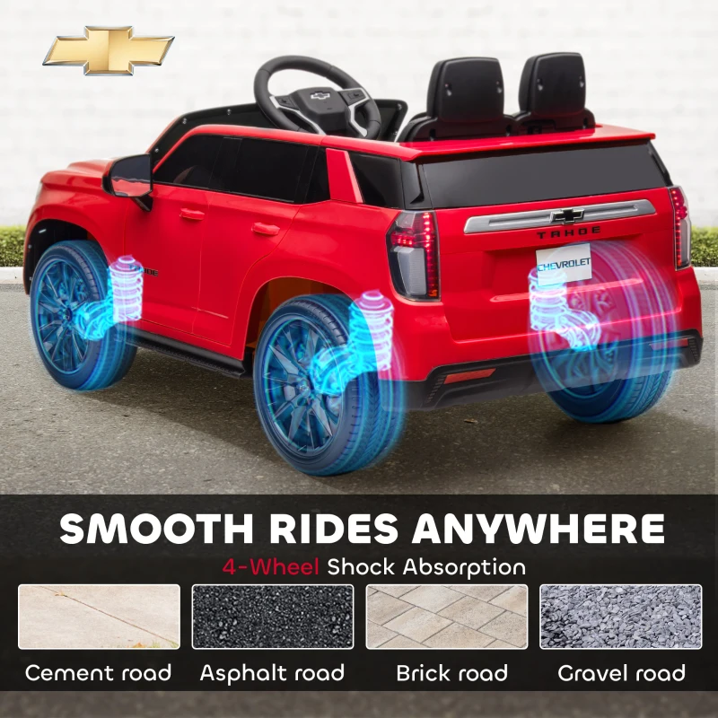 Aosom 12V Licensed Chevrolet TAHOE Ride On Car with Remote Control for 3-6 Years Old, Red