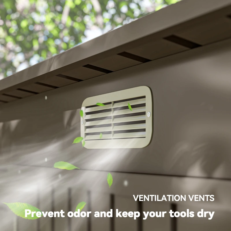 Outsunny 8 x 4FT Galvanized Garden Storage Shed, Metal Outdoor Shed with Double Doors and 2 Vents, Light Grey