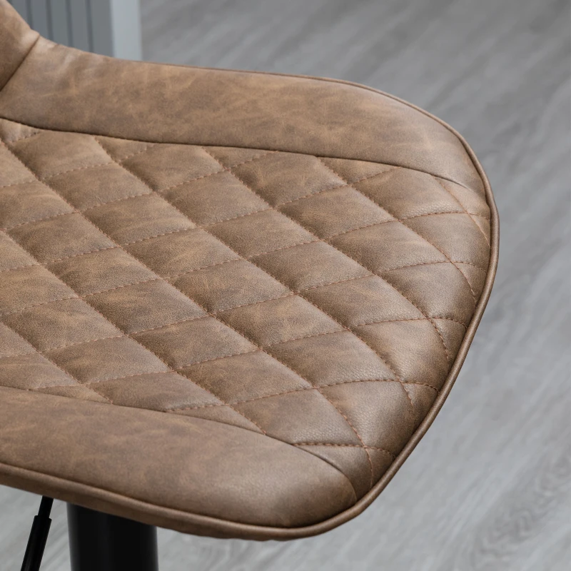 HOMCOM Adjustable Bar Stools Set of 2, Counter Height Barstools with Swivel Seat Steel Base for Kitchen, Dining Room, Dark Brown