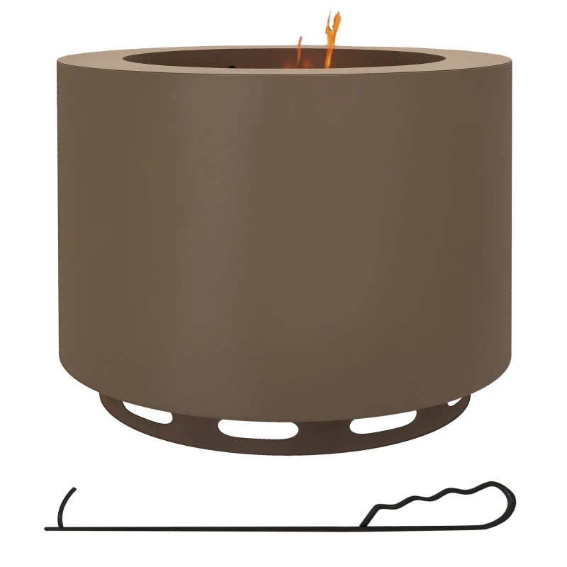 Outsunny Smokeless Fire Pit, Portable Camping Bonfire Stove with Poker for Backyard Patio Picnic, Steel, Bronze