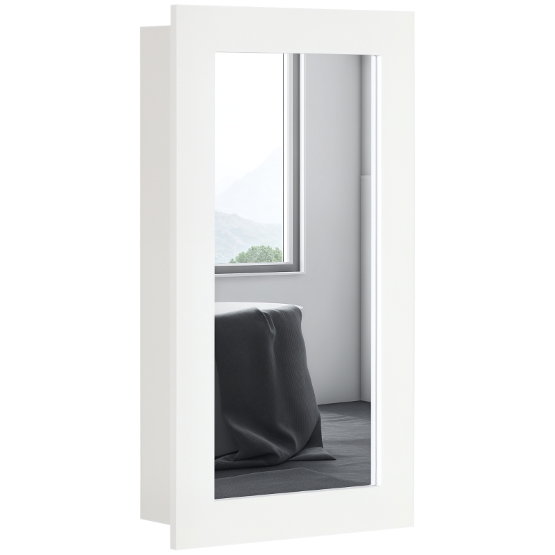 kleankin Wall-Mounted Medicine Cabinet with Mirror, Bathroom Mirror Cabinet with Single Door and Adjustable Shelves, White
