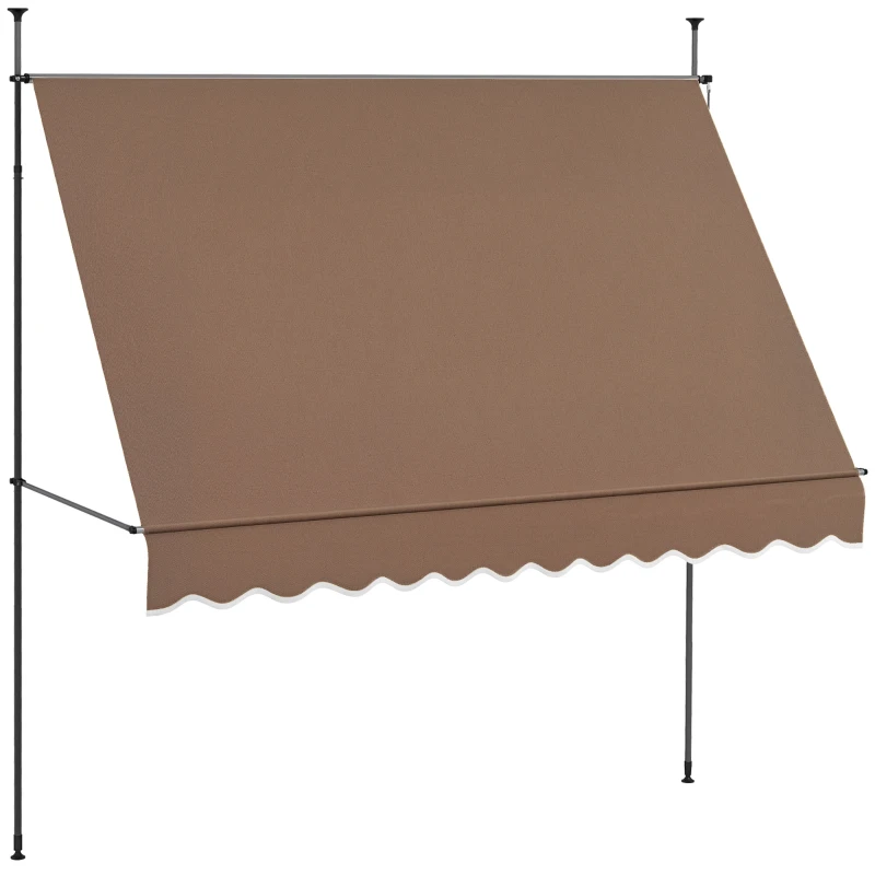 Outsunny 10' x 4' Manual Retractable Awning, Non-Screw Patio Awning, UV Resistant, for Window or Door, Coffee