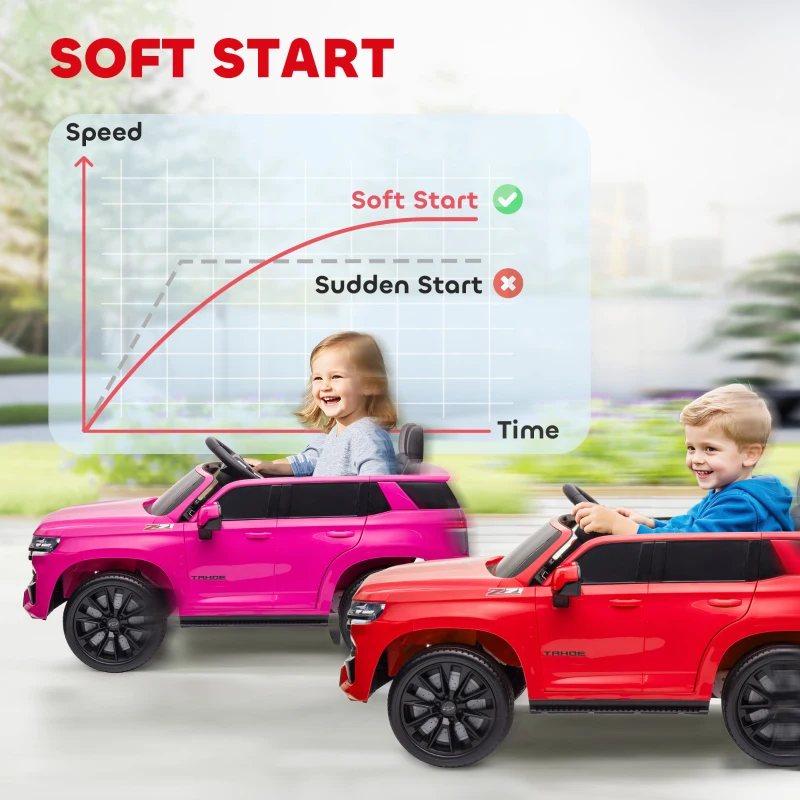 Aosom 12V Licensed Chevrolet TAHOE Ride On Car with Remote Control for 3-6 Years Old, Red