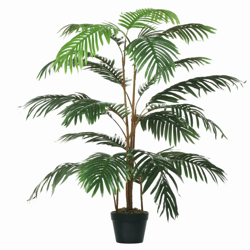 Outsunny 4.6FT Palm Tree Artificial Faux Plant with 20 Leaves in Nursery Pot for Indoor Greenery Home Office Decor